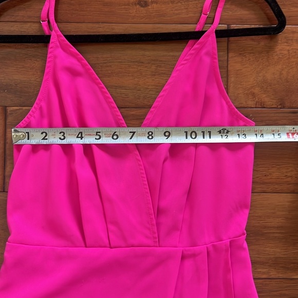 Hot Pink Sugar+Lips deep v-neck dress Size Small - Picture 7 of 8